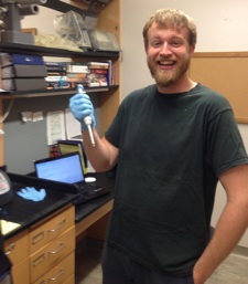 Lab member pipetting